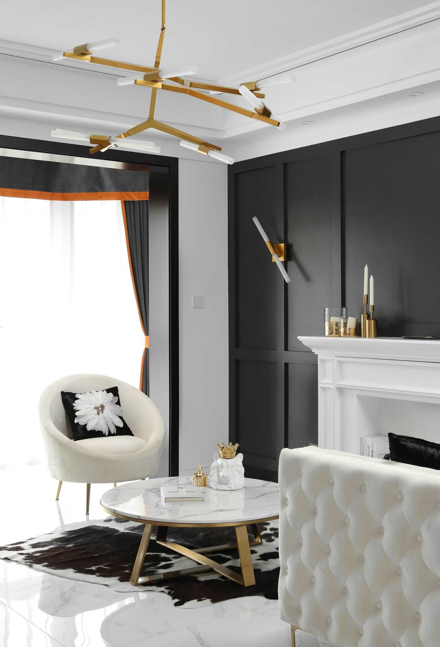 白色為主 黑色點(diǎn)綴 在這個(gè)黑白相交的空間里點(diǎn)綴上香橙色 看起來(lái)沒有一點(diǎn)突兀