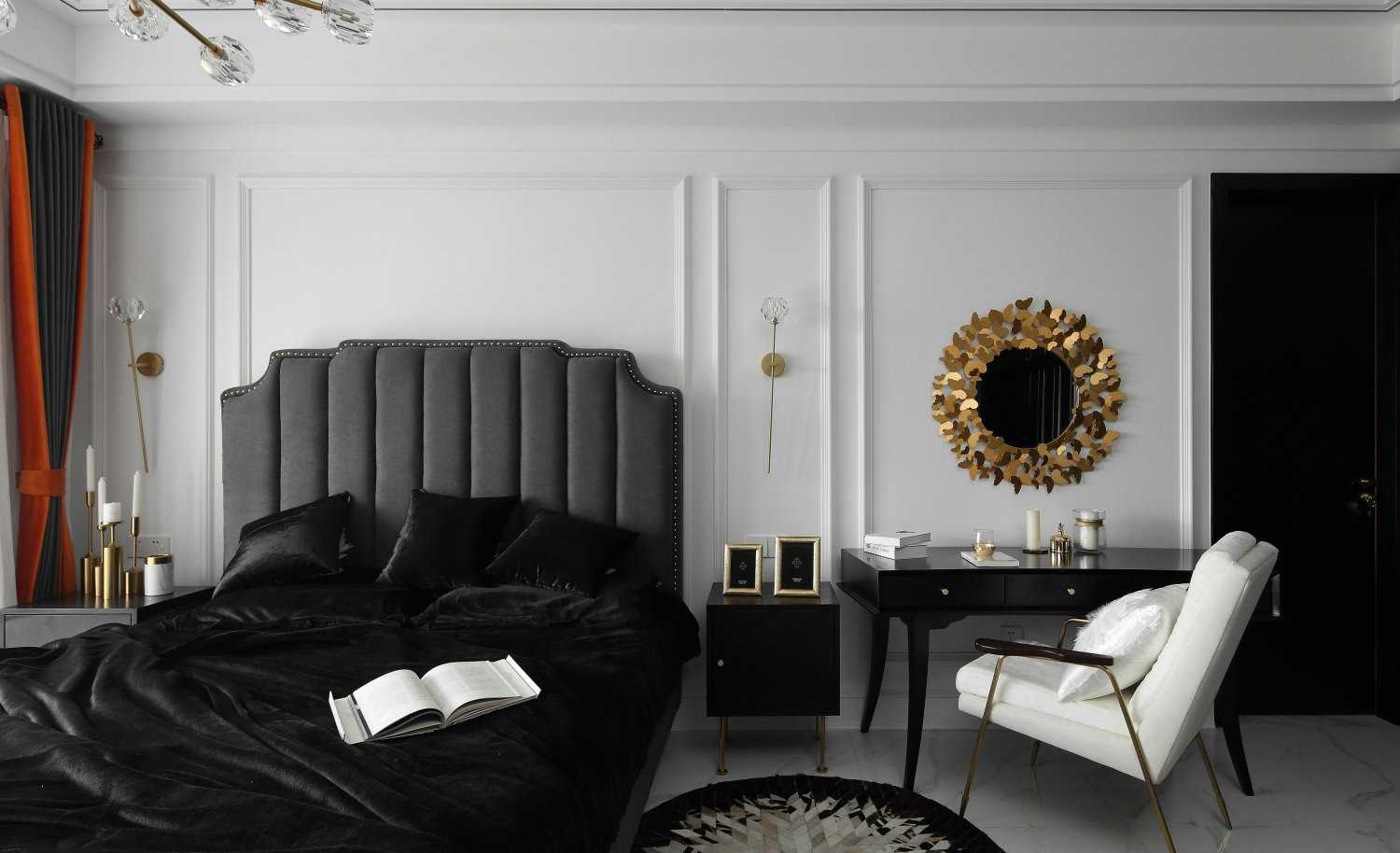 白色為主 黑色點(diǎn)綴 在這個(gè)黑白相交的空間里點(diǎn)綴上香橙色 看起來(lái)沒有一點(diǎn)突兀